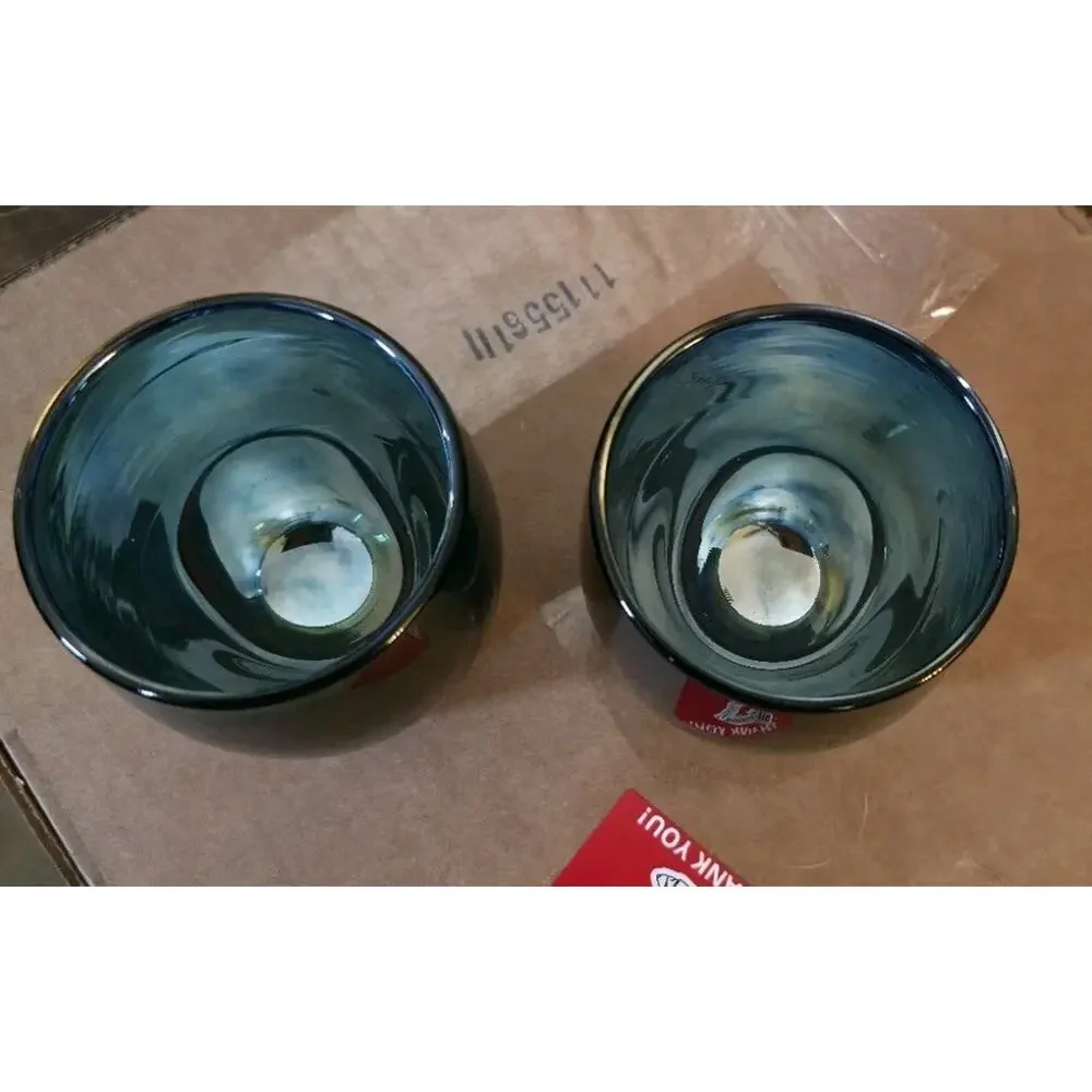 Pair of Glassybaby Thoughtful Hand-Blown Glass Votive Candle Holders Triskelion